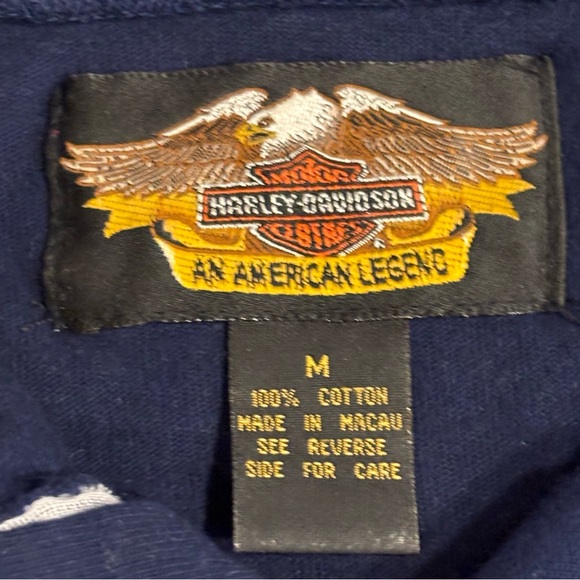 Harley Davidson Snap Closure Crew Neck Sweatshirt Size Med Navy Blue VINTAGE - Picture 4 of 9